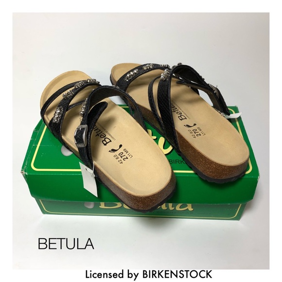 BETULA Black Embossed Leather Ruby Sandals NEW - Picture 1 of 6